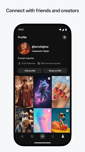 Vibes app screenshot showing social AI video sharing